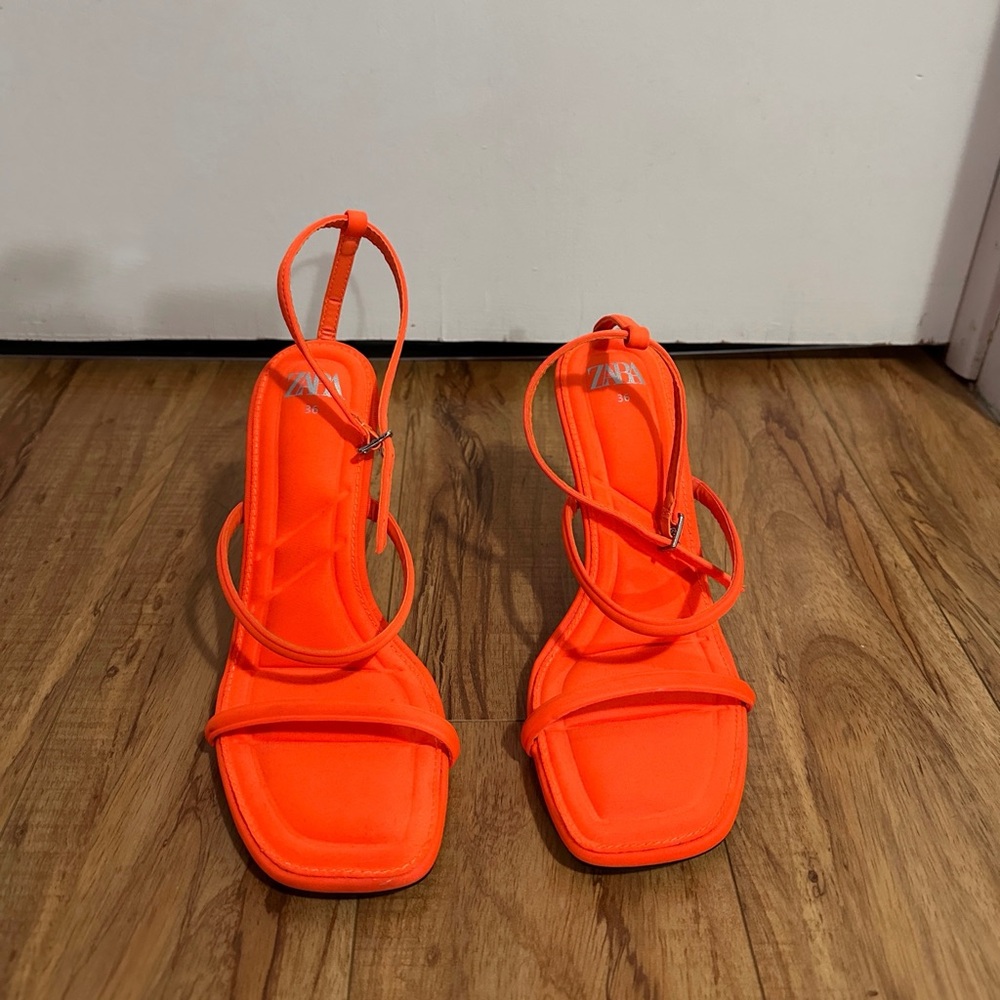 Zara neon orange heels